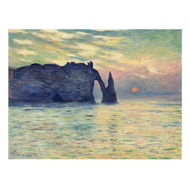 Canvas schilderijen Claude Monet - The Cliff, Étretat, Sunset