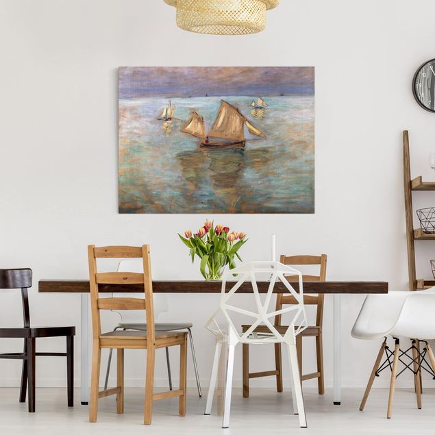 Canvas schilderijen Claude Monet - Fishing Boats Near Pourville