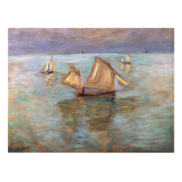 Canvas schilderijen Claude Monet - Fishing Boats Near Pourville