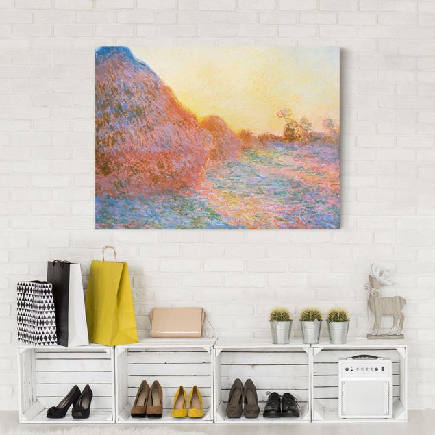 Canvas schilderijen Claude Monet - Haystack In Sunlight