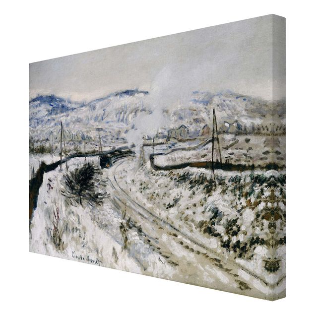 Canvas schilderijen Claude Monet - Train In The Snow At Argenteuil