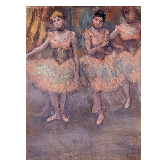 Canvas schilderijen Edgar Degas - Three Dancers before Exercise