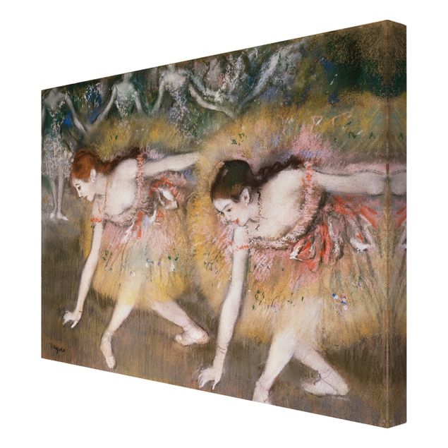 Canvas schilderijen Edgar Degas - Dancers Bending Down