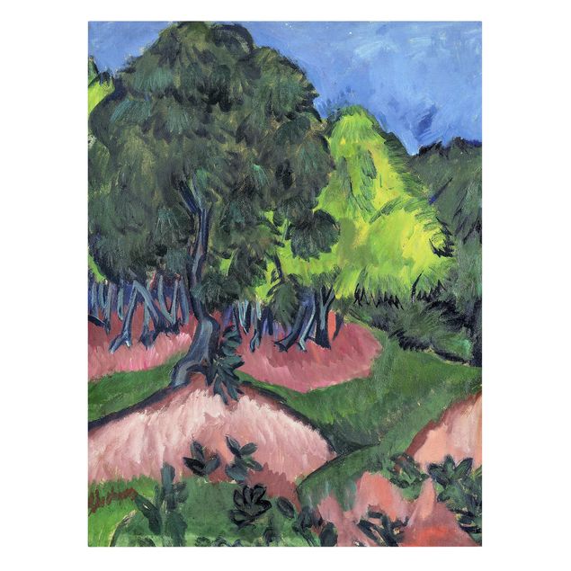 Canvas schilderijen Ernst Ludwig Kirchner - Landscape with Chestnut Tree