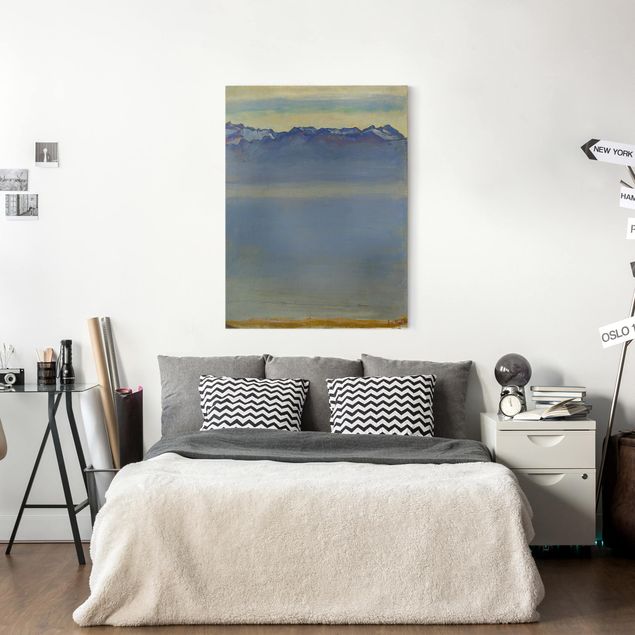 Canvas schilderijen Ferdinand Hodler - Lake Geneva with Savoyer Alps