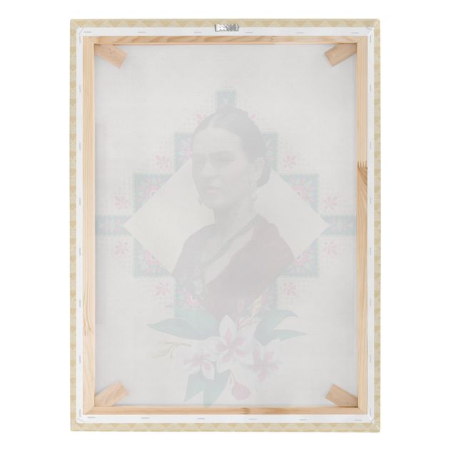 Canvas schilderijen Frida Kahlo - Flowers And Geometry