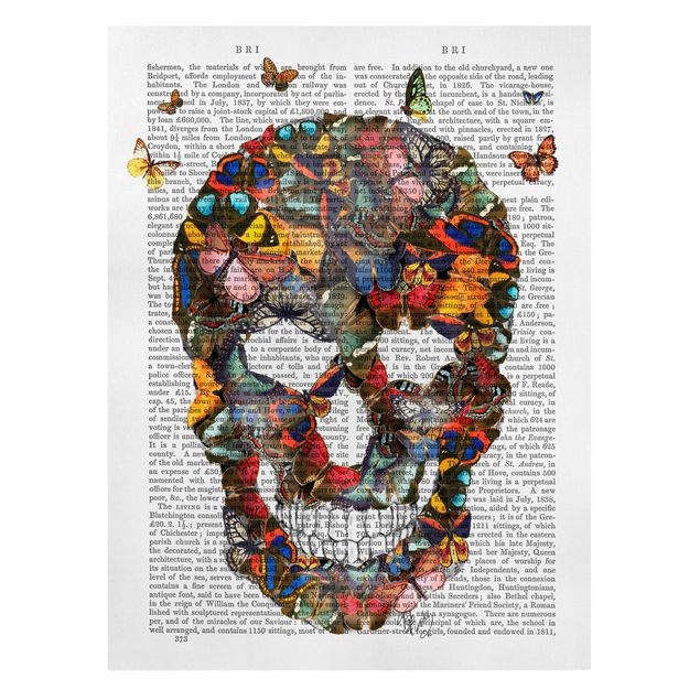 Canvas schilderijen Scary Reading - Butterfly Skull