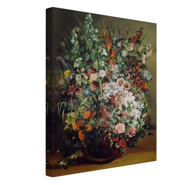 Canvas schilderijen Gustave Courbet - Bouquet of Flowers in a Vase