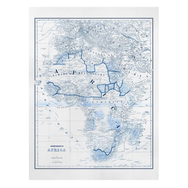 Canvas schilderijen Map In Blue Tones - Africa
