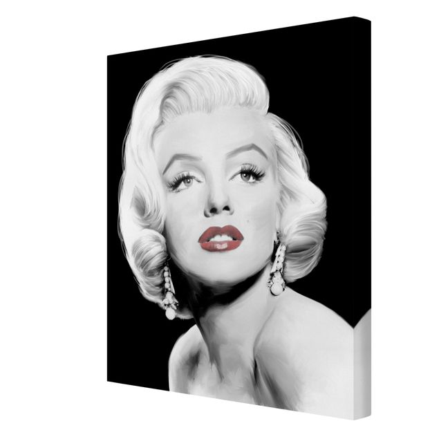 Canvas schilderijen Marilyn With Earrings
