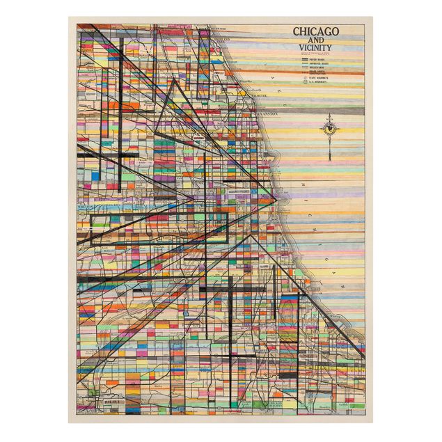 Canvas schilderijen Modern Map Of Chicago