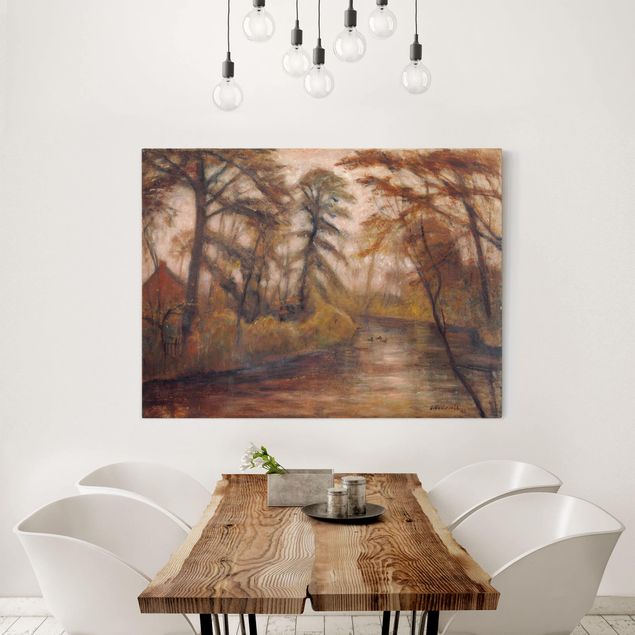 Canvas schilderijen Otto Modersohn - Dusk (Autumn At The Wümme)