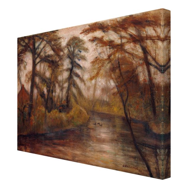 Canvas schilderijen Otto Modersohn - Dusk (Autumn At The Wümme)