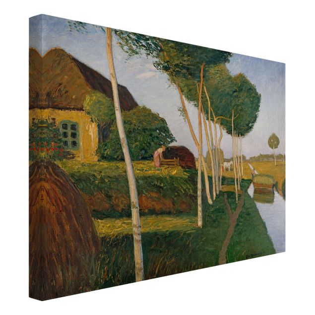 Canvas schilderijen Otto Modersohn - Hay Harvest In The Moor
