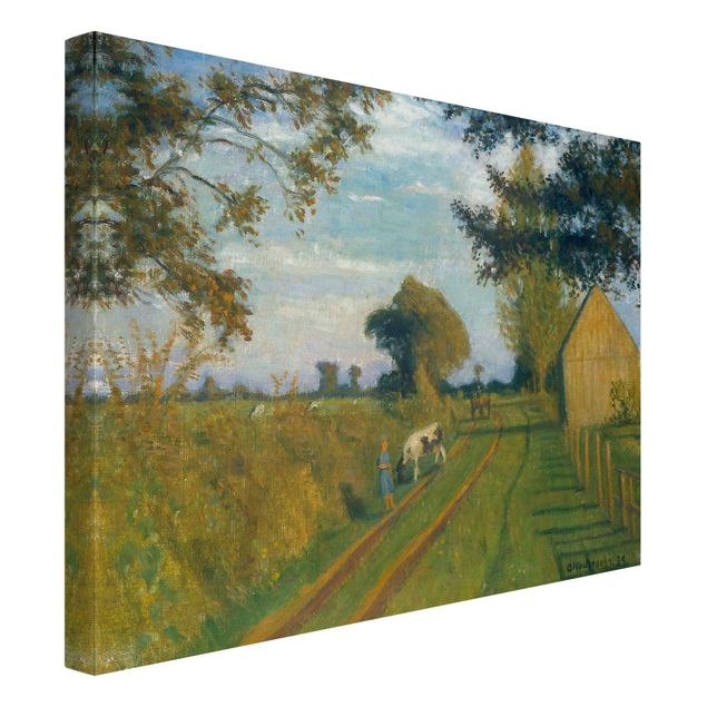 Canvas schilderijen Otto Modersohn - Path In The Evening Sun