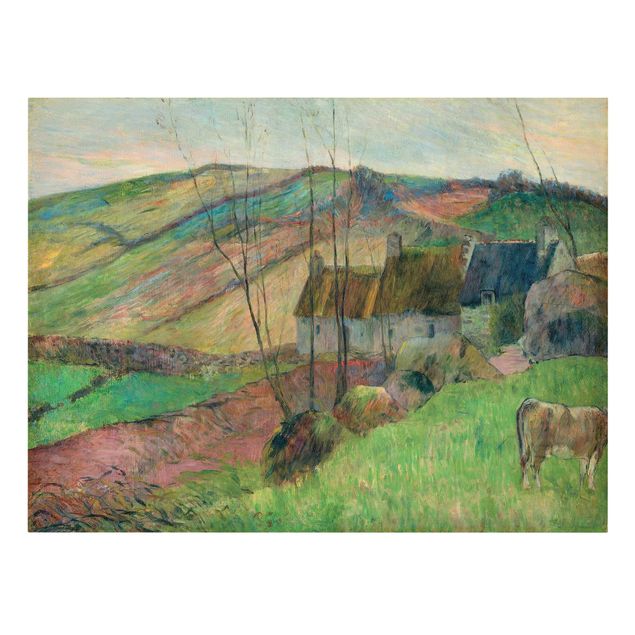 Canvas schilderijen Paul Gauguin - Cottages On The Side Of Montagne Sainte-Marguerite