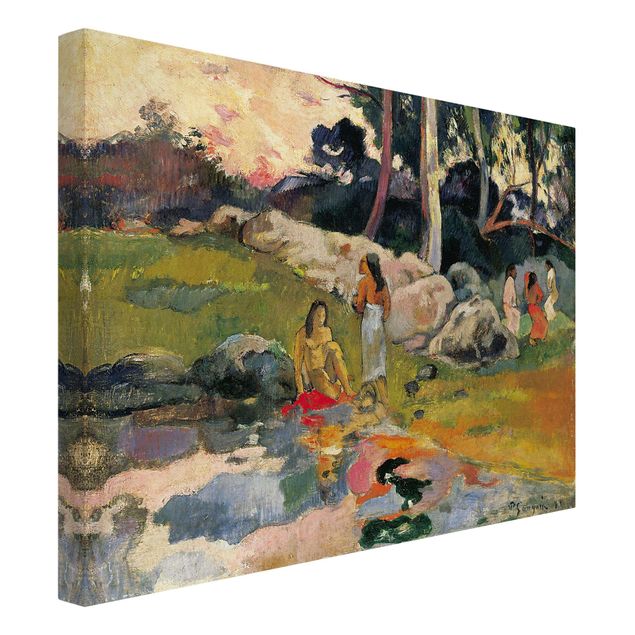 Canvas schilderijen Paul Gauguin - Women At The Banks Of River