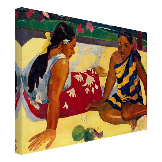 Canvas schilderijen Paul Gauguin - Parau Api (Two Women Of Tahiti)