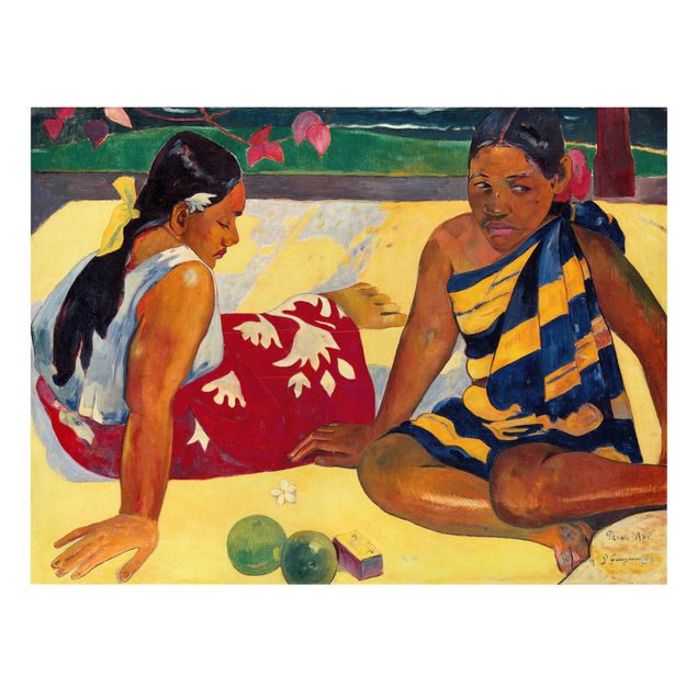Canvas schilderijen Paul Gauguin - Parau Api (Two Women Of Tahiti)