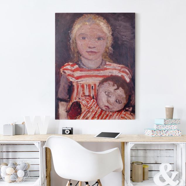 Canvas schilderijen Paula Modersohn-Becker - Girl with Doll