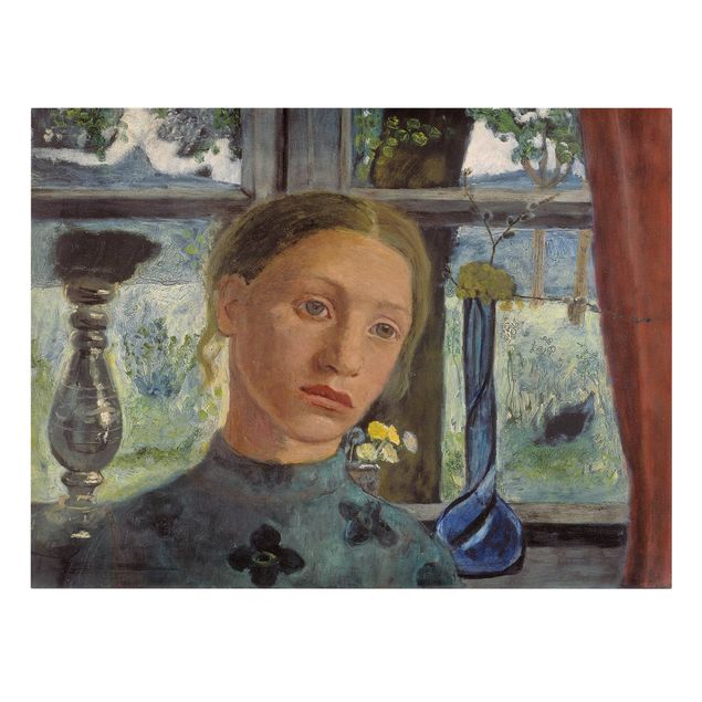 Canvas schilderijen Paula Modersohn-Becker - Girl'S Head In Front Of A Window