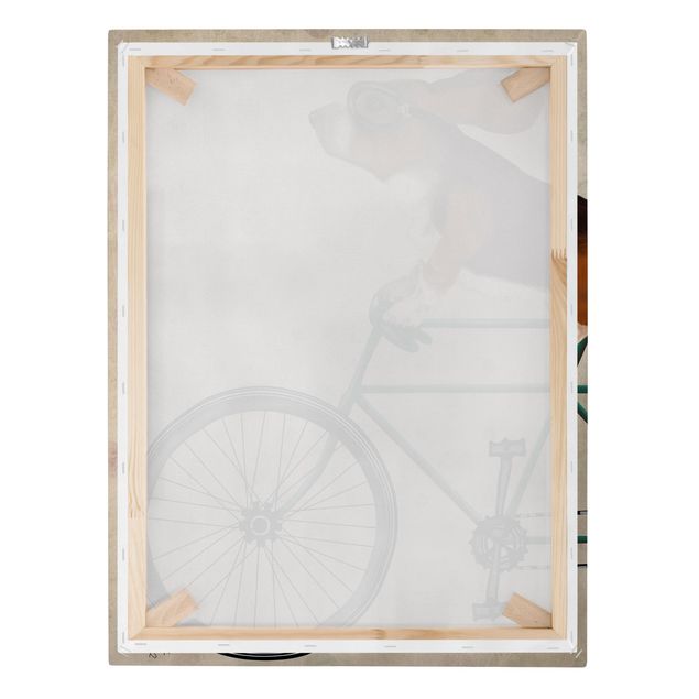 Canvas schilderijen Cycling - Basset On Bike