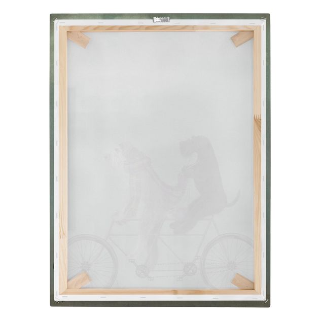 Canvas schilderijen Cycling - Schnauzer Tandem