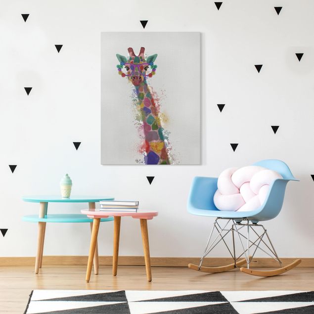 Canvas schilderijen Rainbow Splash Giraffe