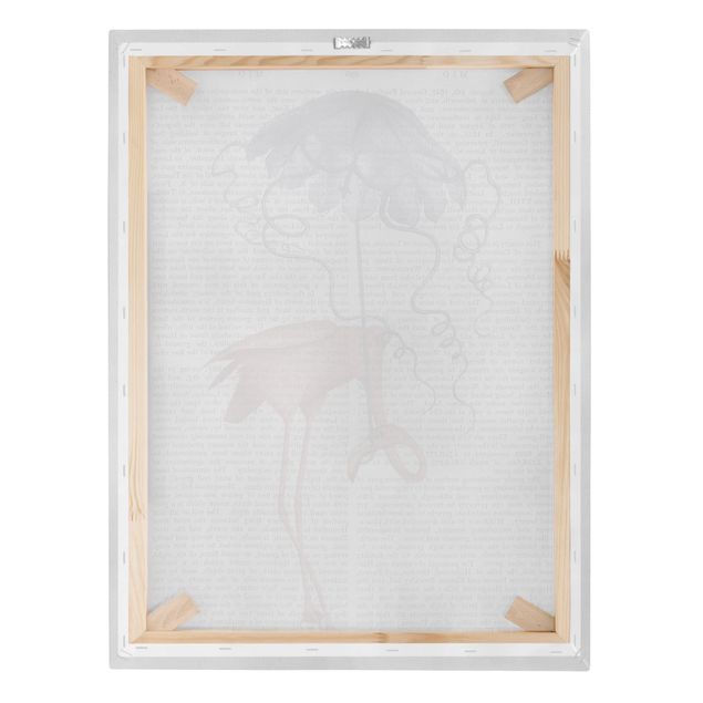 Canvas schilderijen Animal Reading - Flamingo With Umbrella