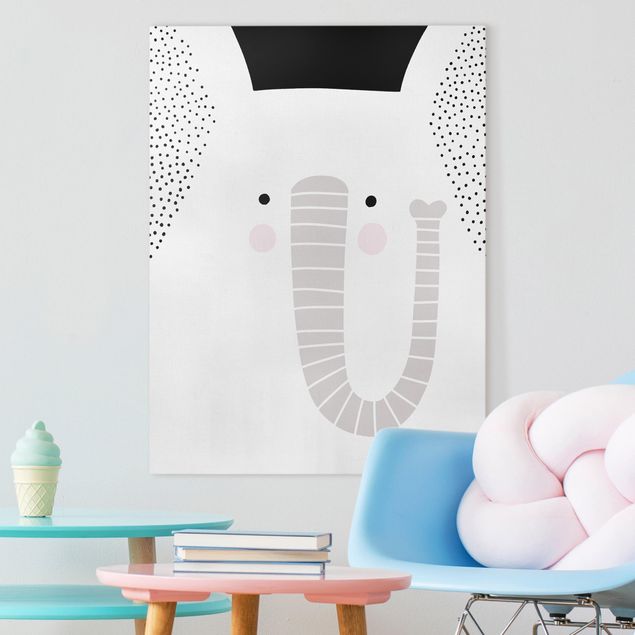 Canvas schilderijen Zoo With Patterns - Elephant