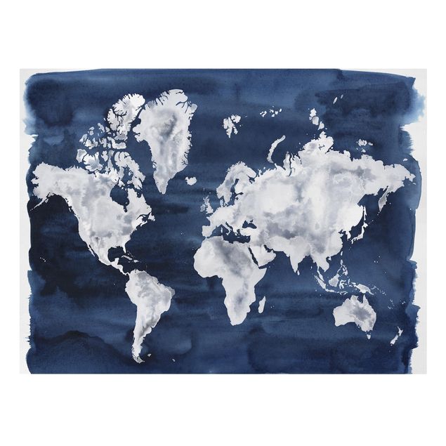 Canvas schilderijen Water World Map Dark