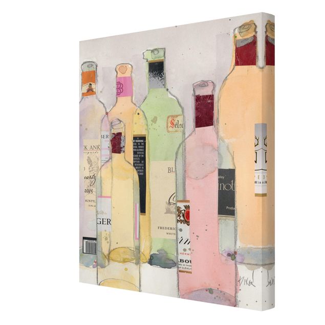Canvas schilderijen Wine Bottles In Watercolour I