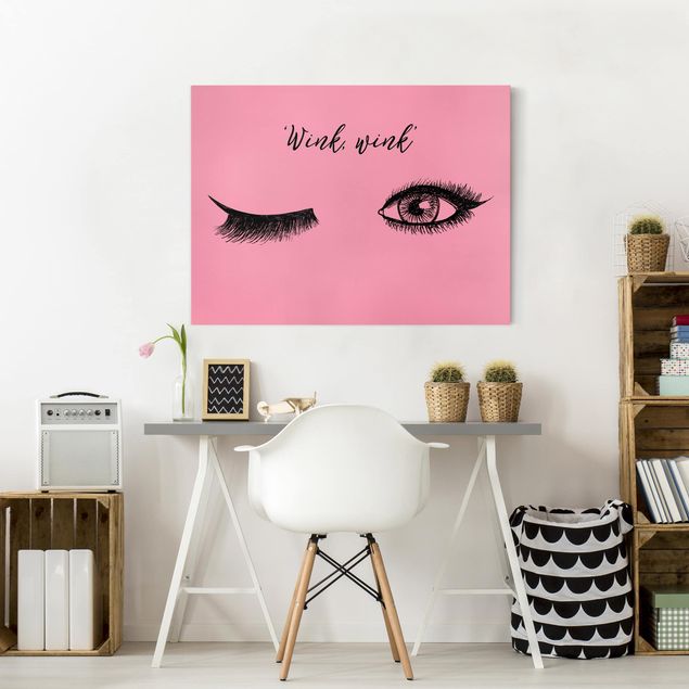 Canvas schilderijen Eyelashes Chat - Wink