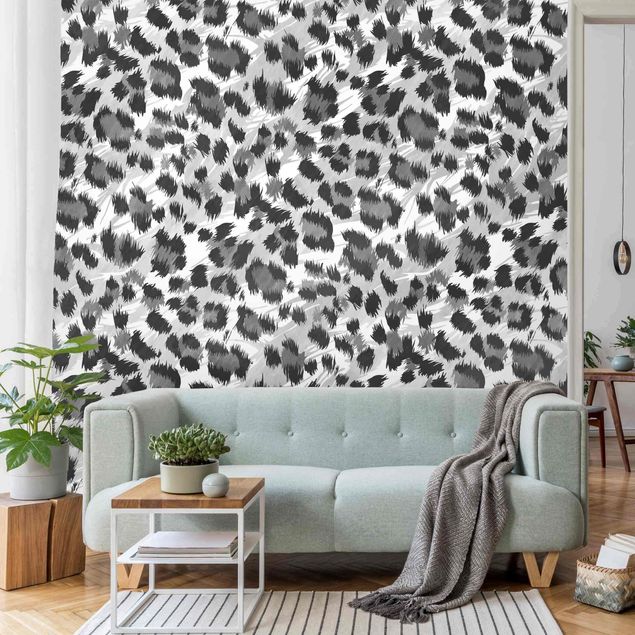 Fotobehang Leopard Print With Watercolour Pattern In Grey