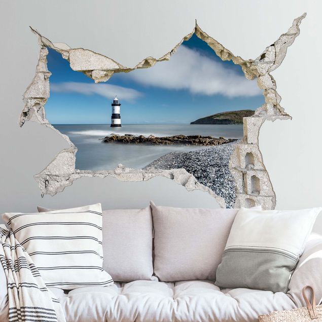 Muurstickers 3d Lighthouse in Wales