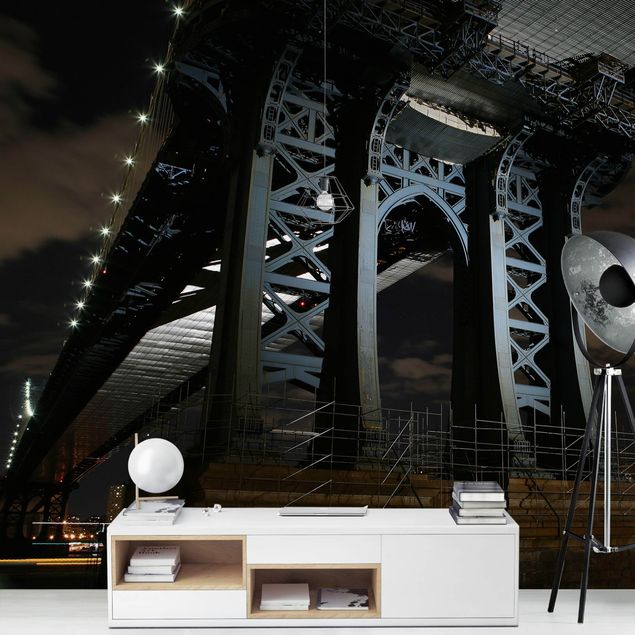 Fotobehang Manhattan Bridge At Night