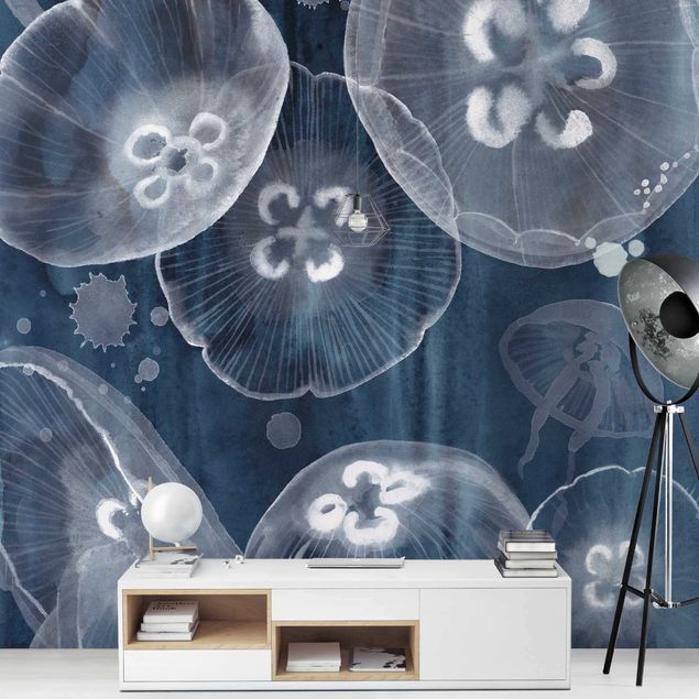 Fotobehang Moon Jellyfish II