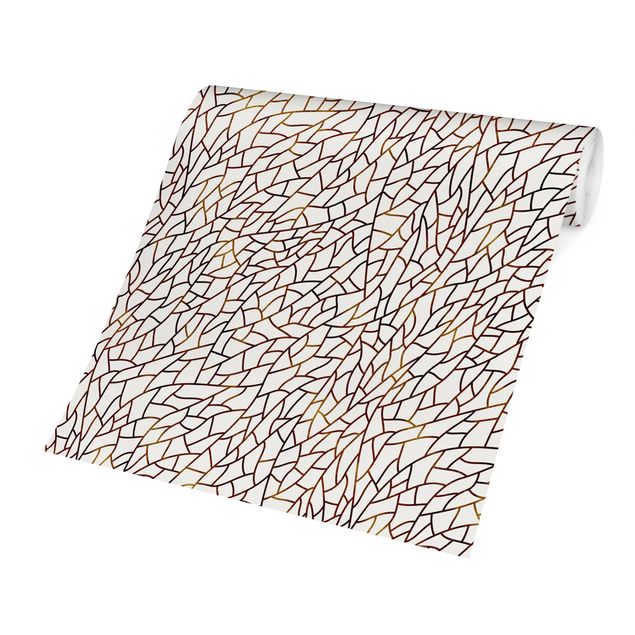Fotobehang Mosaic Lines Pattern Brown Gold