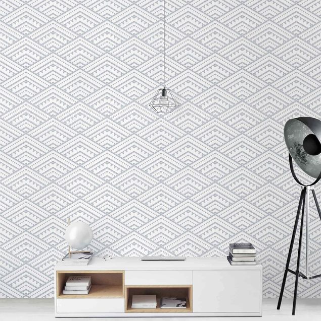 Fotobehang Pattern Of Small Triangles In Grey