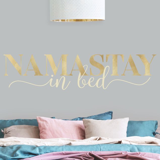 Muurstickers Namastay in bed Gold
