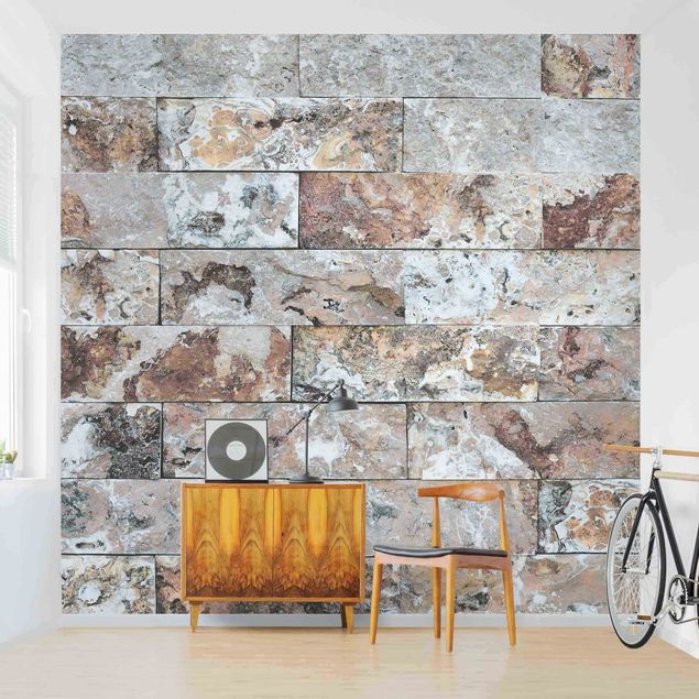 Fotobehang Natural Marble Stone Wall