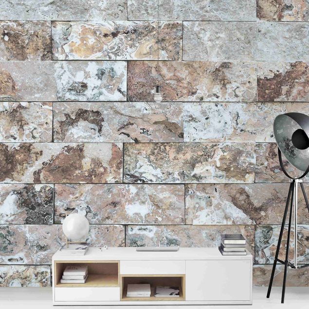 Fotobehang Natural Marble Stone Wall