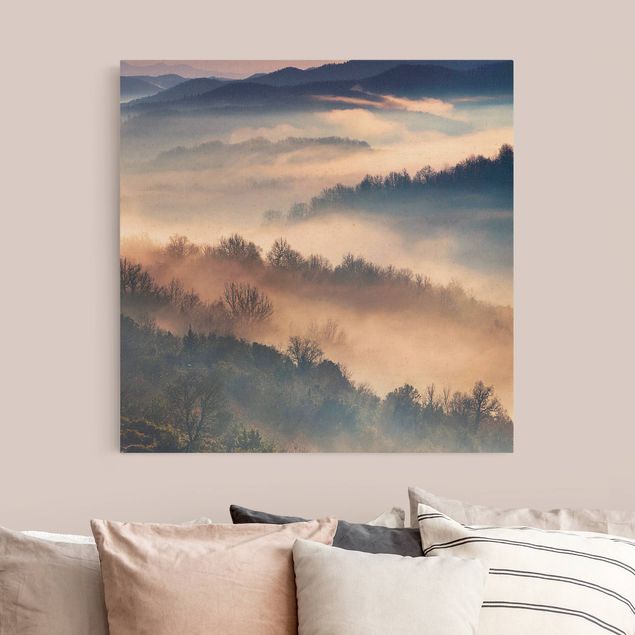 Natuurlijk canvas schilderijen Fog At Sunset