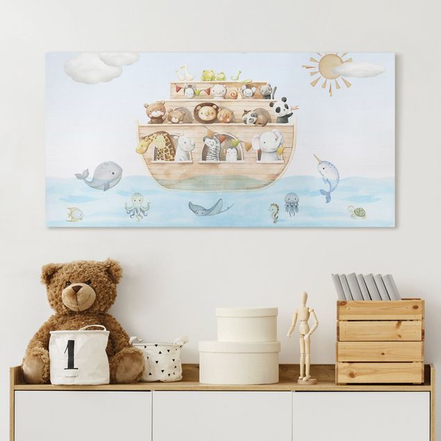 Canvas schilderijen - Cute baby animals on the ark