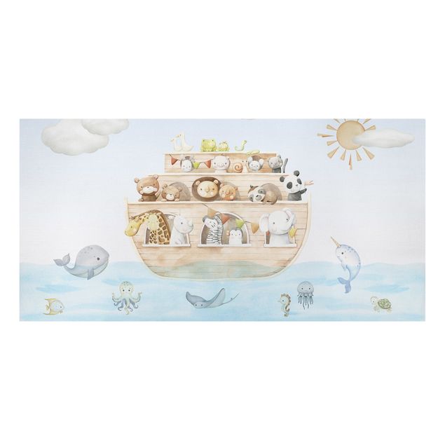 Canvas schilderijen - Cute baby animals on the ark