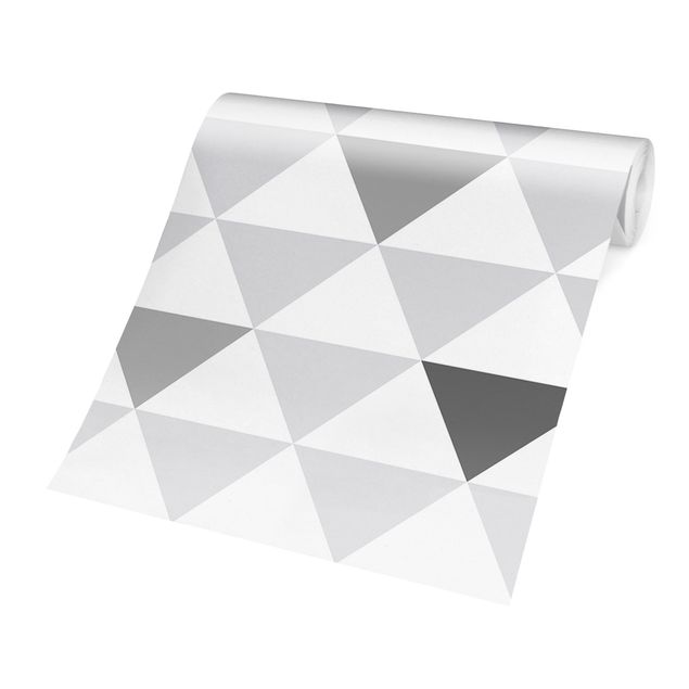 Patroonbehang No.YK66 Triangles Grey White Grey