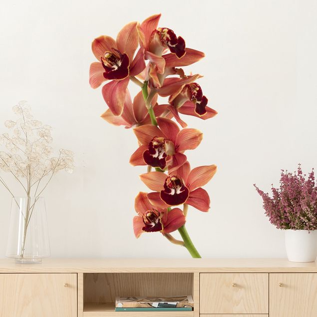 Muurstickers orchidee No.180 Orchid White Red II