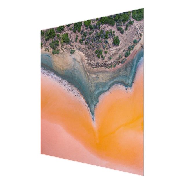 Glasschilderijen Orange Lake Shore On Sardinia