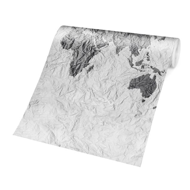 Fotobehang Paper World Map White Grey