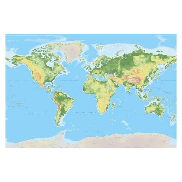 Fotobehang Physical World Map